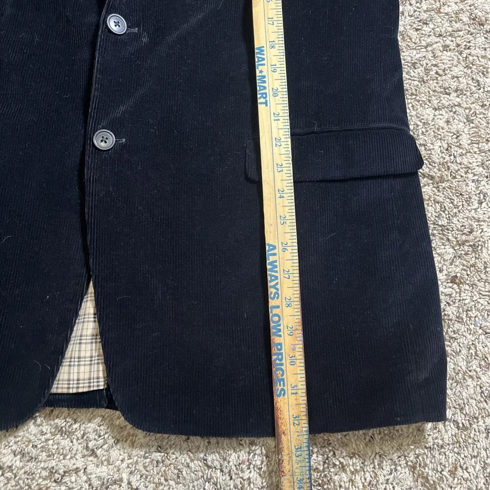 Saddlebred Corduroy Blazer Jacket Mens 48R Black Sport Coat Plaid Lined